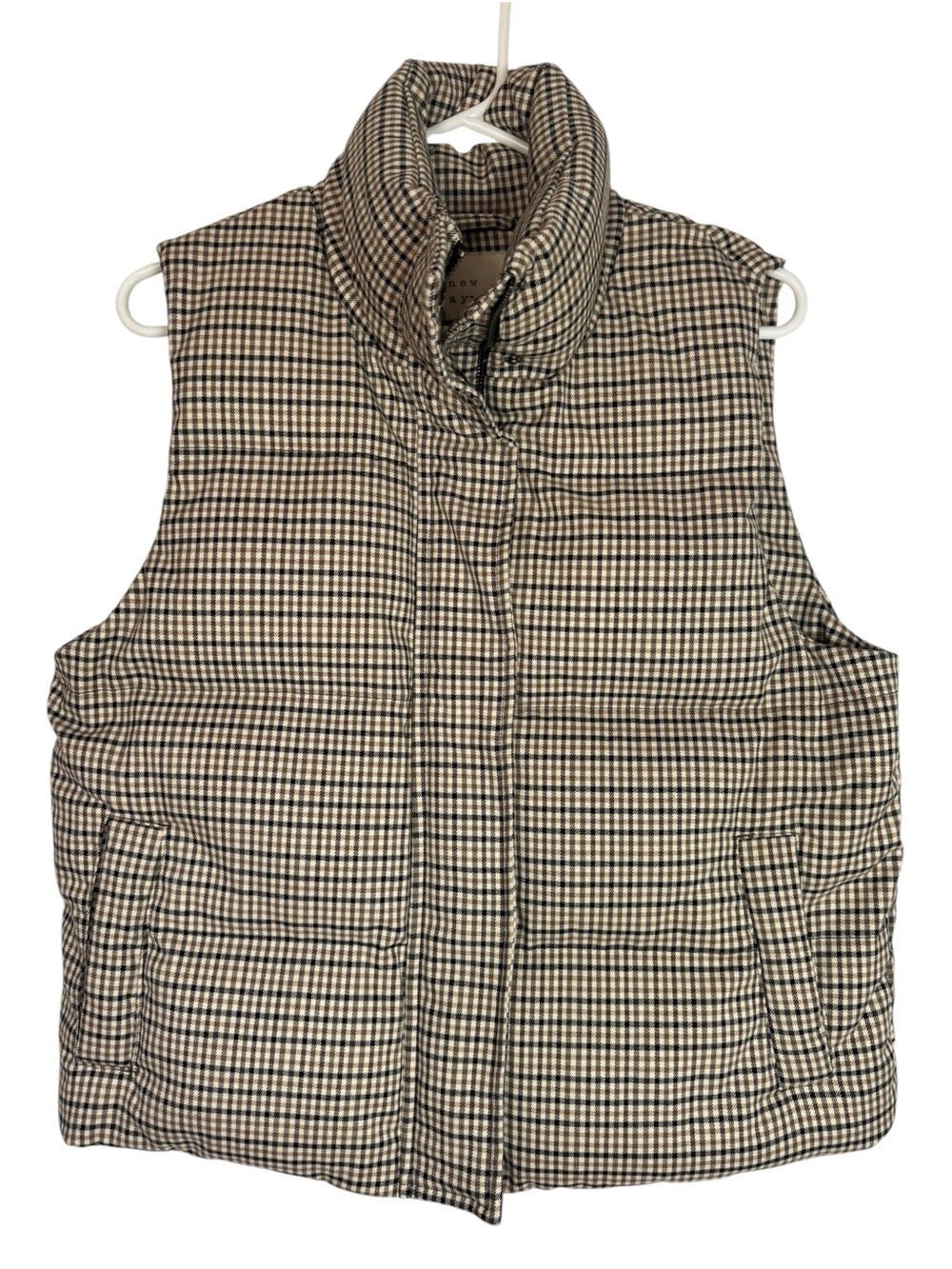 A New Day Houndstooth Plaid Quilted Small Puffer Vest